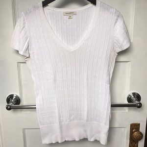 Banana Republic white cable knit SS sweater M